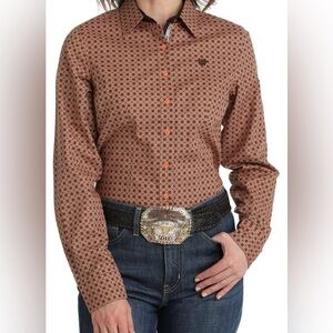 Cinch Western Button Down Shirt Women’s Medium Geometric Print Rodeo